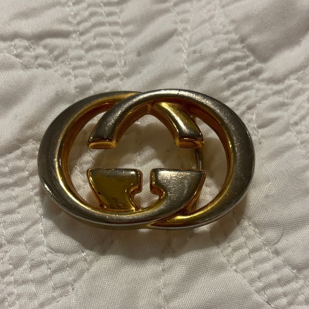Vintage Gold Gucci GG bent buckle 70s